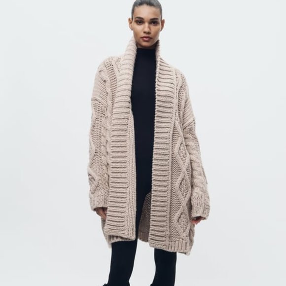 Zara Sweaters - NWT ZARA CABLE KNIT COAT M, S   2142
